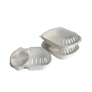 Boîtes à lunch jetables ovales en pulpe de papier 1000 ml avec couvercle, conteneur biodégradable pour plats à emporter - Product Image 5