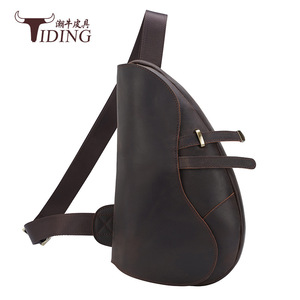 Bolso de Pecho de Cuero Genuino para Hombre, Estilo Retro, Resistente, Informal, para Uso en Exteriores - Product Image 1