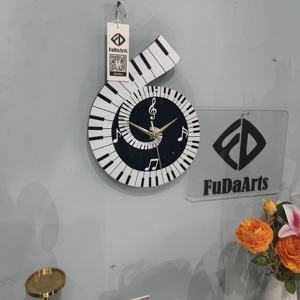 นาฬิกาแขวนผนังตกแต่งคุณภาพสูง ขนาด 22x30 ซม. ดีไซน์เงียบสงบ ลายโน้ตดนตรี รูปทรงคีย์เปียโน ของตกแต่งบ้าน พร้อมบริการดรอปชิปปิ้ง DDP - Product Image 5