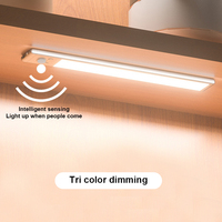 Lampu Sensor LED isi ulang 24 cm, lampu malam cerdas Modern dengan perekat magnetik untuk lemari dapur dan kamar tidur
