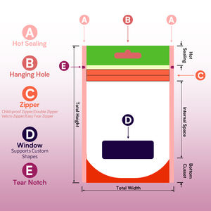 Embalaje de frutas secas mixtas con estampado personalizado Ziplock Mylar, embalaje de plástico para alimentos, bolsa con cremallera para frutas liofilizadas - Product Image 5