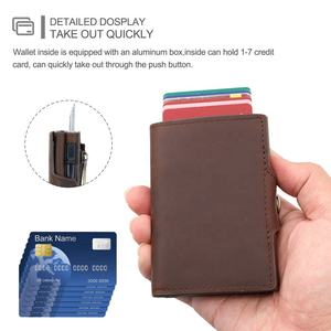TILONSTAR TC106 Smart RFID Blocking <b>Wallet</b> Carry <b>Cash</b> Coin Slots Aluminum Credit Pop Up Leather Card Holder for Men's - Product Image 5