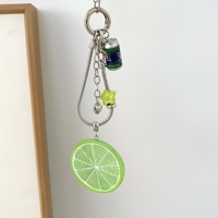 Groothandel Fruit Slice Acryl Sleutelhanger Mini Drankblikje En Ster Kraal Decor Sleutelketting Schattig Citroen Lime Design Tas Charm Hangertje