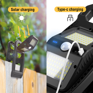 Lampe solaire murale à clipser 10W, rotative, avec détecteur de mouvement, pour extérieur, jardin, patio, charge type C - Product Image 1