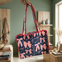 Sac à cosmétiques élégant en coton matelassé avec nœud, couleur unie, poignée souple, grande capacité, fermeture éclair, sacs fourre-tout réutilisables, sacs cadeaux pour femmes