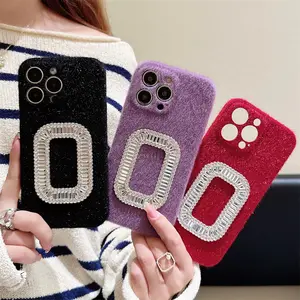 Phật sơn hợp thời trang thông minh Kim Cương chủ Fur trường hợp điện thoại Back Covers Đối với iPhone 11 12 13 Pro Max Phụ Nữ Điện thoại di động vỏ