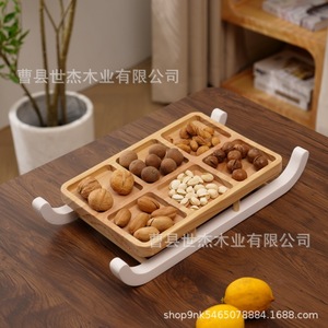 ถาดไม้ Mu Yujia 6 ช่องพร้อมหูจับ สำหรับชา ขนม อาหารร้อน ใช้ในบ้าน - Product Image 3