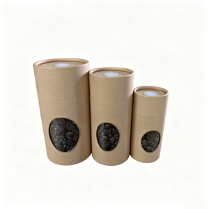 Boîte d'emballage cylindrique en papier kraft de qualité alimentaire, personnalisée et imprimée, avec couvercle et fenêtre transparente pour le thé - Product Image 6