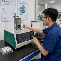Analyseur Thermogravimétrique TGA 1250 Degrés Écran Tactile Balance 5g Résolution 0,01mg pour Tests de Polymères Plastiques