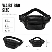Sac banane unisexe en cuir véritable, portable, imperméable, multi-poches, pochette pour téléphone, fermeture éclair, durable, sac de ceinture sport, sac bandoulière professionnel