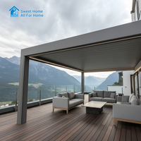 Pergola bioclimatique en aluminium Sweet Home avec commande motorisée, toit à lamelles rétractables, toit solide, auvent personnalisé pour balcon, terrasse extérieure