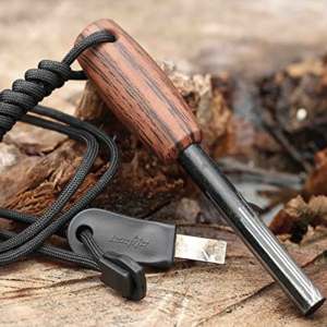 Allume-feu en <span class=keywords><strong>ferrocerium</strong></span> de magnésium avec manche en bois et corde en paracorde pour le camping en plein air, vente chaude 2026 - Product Image 5