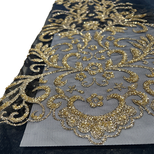 많은 색상 고품질 크리스탈 광택 메쉬 자수 및 페르시 쉬머 디자인 신부 웨딩 파티 드레스 패브릭 - Product Image 5