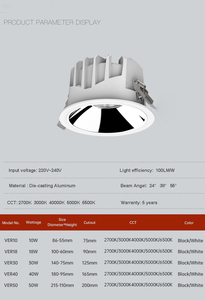 Nuovo faretto da incasso per interni e commerciali Anti abbagliamento 50W 40W 30W 18W COB da incasso per soffitto - Product Image 6
