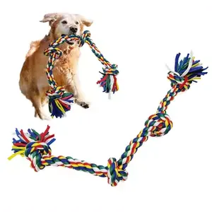 Brinquedo durável de mordida de cachorro de alta qualidade preço barato corda de nó duplo para cães mastigar brinquedo de corda de cachorro de pelúcia para cães