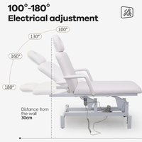 Lit de massage électrique commercial moderne à 3 moteurs, réglable en hauteur, avec appui-tête intégré, cadre en acier inoxydable, haute densité