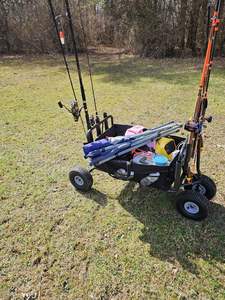 Tüm arazi kaymaz tekerlekler 550lbs yük katlanabilir balıkçılık sepeti vagonlar ile 5 balıkçılık olta tutucular plaj için - Product Image 6