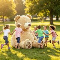 Grand ours en peluche couleur caramel avec museau crème et patins cousus, ours doux pour la décoration moderne des canapés et cadeau pour une ambiance douillette