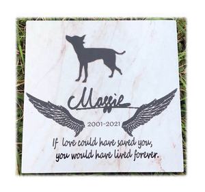 हाथ मुद्रित पालतू मेमोरियल पत्थर, व्यक्तिगत मेमोरियल पत्थर के नाम के साथ उत्कीर्ण पालतू और तारीख - Product Image 2