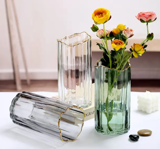 Hersteller direkt transparente Glas vasen, Blumen, hydro po nische Blumen arrangements, farbig verdickte Ornamente, Vasen, Wholesa