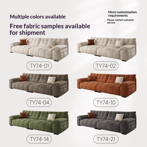 Cream Style Chenille Fabric Sofa Modern Retro Cloud Shaped Straight Couch New Design for Small Living Room - Product Image 5