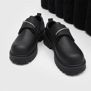Chaussures Derby à plateforme pour hommes, Nouveauté 2026, en cuir noir à semelle épaisse et robuste, Mocassins décontractés rehaussants invisibles - Product Image 2