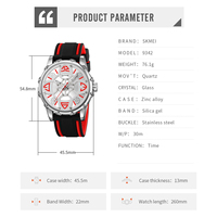 Reloj de Pulsera Deportivo Casual para Hombre Skmei 9342, Estilo Cuarzo, de Aleación, con Esfera de Vidrio Resistente al Agua, Correa de Silicona