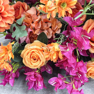 Popular boda pasillo decoración Flor naranja rojo artificial crisantemo flor pasillo corredor para boda - Product Image 5