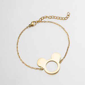 สร้อยข้อมือสแตนเลสชุบทองคำขาว 18K ไม่ลอก ไม่ดำ ดีไซน์น่ารัก ลายมินนี่เมาส์ หัวมิกกี้เมาส์ สำหรับผู้หญิง - Product Image 4