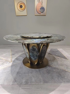<span class=keywords><strong>Table</strong></span> à manger ronde en marbre bleu de luxe Designers italiens Moderne avec <span class=keywords><strong>table</strong></span> pivotante Meubles Résidences familiales Villas et hôtels - Product Image 2