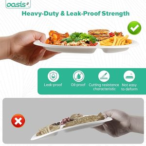 أطباق قصب السكر القابلة للتحلل البيولوجي ذات 3 أقسام صديقة للبيئة وقوية التحمل لوجبات المدارس والحفلات - Product Image 3
