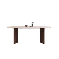 Table de Salle à Manger Ovale en Bois Rétro Nordique Française, 6 Places, en Noyer, pour Restaurant, Meuble de Cuisine