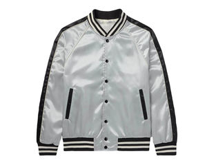 Chaqueta Varsity Premium para Hombre, Cortavientos de Poliéster Satinado, con Logotipo Personalizado, Cuello Alto con Logotipo Frontal - Product Image 1