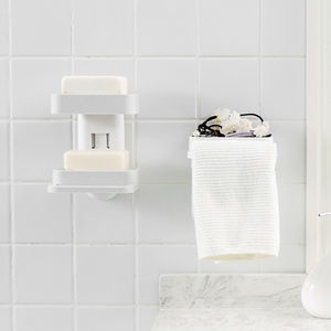 Boîte à Savon en Plastique Multifonctionnelle pour la Maison, Support Mural Double pour Savon avec Ventouse pour Salle de Bain - Product Image 6