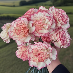 14 elegante künstliche Nelkenblüten mit rosa Akzenten – Segen und Gesundheit, 2 realistische Kunststoffsträuße geeignet - Product Image 4