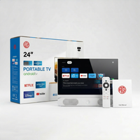Televisor Inteligente Portátil de 24 Pulgadas con Licencia Oficial de Google TV, Netflix, Batería de 10000 mAh para Acampar al Aire Libre, Autocaravanas y Camiones