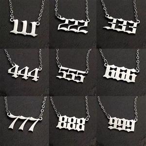 可定制不锈钢000-999号吊坠镀金长链项链时尚男女款式 - Product Image 2