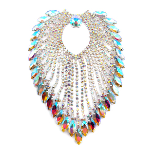 Patch de gland en forme de cœur scintillant cousu <span class=keywords><strong>sur</strong></span> l'épaule chaîne cristal AB verre strass Applique pour décoration de robe de mariée - Product Image 1