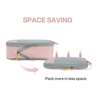 Ensemble de 6 cubes de compression pour bagages de voyage, organisateur de bagages personnalisé de luxe avec étiquette privée et sac à chaussures pour femmes