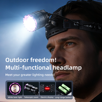 Lámpara Frontal de Aluminio con Clasificación IP55, 90° Ajustable, Recargable, LED, con Intensidad Regulable, para Camping y Actividades al Aire Libre