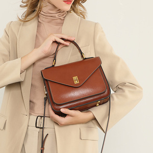 Bolso de Mano de Cuero Vacuno Genuino, Curtido Vegetalmente, Nuevo, de Alta Gama, Moderno y Elegante, Bolso Bandolera para Mujer - Product Image 1