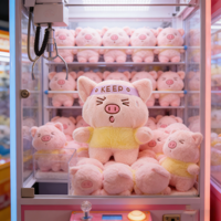 Peluches de 8 pouces, mignonnes et moelleuses, en forme de cochon, sur le thème du fitness, pour machines à griffes