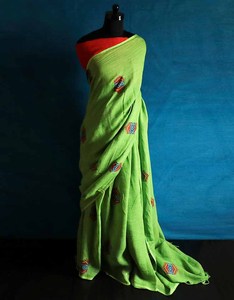 Nueva llegada UDDUP indio mano bloque impreso puro Lino Saree diseño elegante Unisex para ocasiones especiales ropa de fiesta - Product Image 3