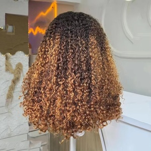 Perruques en cheveux humains WXJ <span class=keywords><strong>Longhair</strong></span> Highlight 27 Blonde, bouclées, avec dentelle frontale, pour femmes, 1B 27 Ginger, pré-épilées, sans colle - Product Image 3