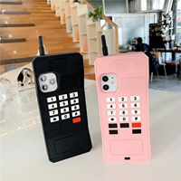 Coque de téléphone portable en silicone 3D rétro cellulaire classique pour iPhone 12, style rétro mignon, coque en silicone souple pour iPhone 11/12/13/8