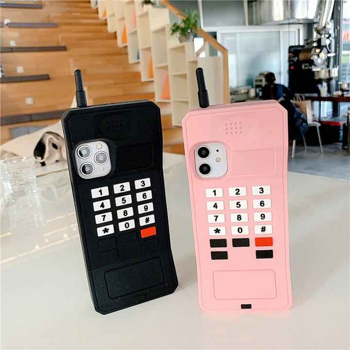 3D Retro Cellular Classic Mobile Phone Silicone Case for iPhone 12 Cute Retro Style Soft Silicone Cover for iPhone 11/12/13/8