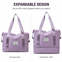 Sac de sport en nylon imperméable grande capacité extensible avec compartiment à chaussures, poche humide et passant pour trolley de bagages pour voyage et sport