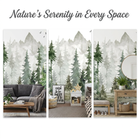 Quadri e Decorazioni Murali, Stampa 3D, Murale Digitale HD Nordico/Moderno con Foresta di Betulle e Nebbia, Stampa Adesiva per Soggiorno