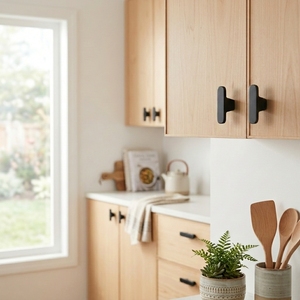 <strong>Matt</strong> <strong>Black</strong> Aluminum T-Shaped Cabinet <strong>Knob</strong> for <strong>Drawer</strong> Modern Design Durable &amp; Easy Installation Bedroom Kitchen Bathroom Use - Product Image 5