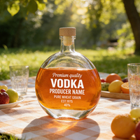 Vente flash : Bouteille en verre pour vin de fruits de 250 ml et 500 ml avec bouchon en liège pour liqueur, vodka, bordure